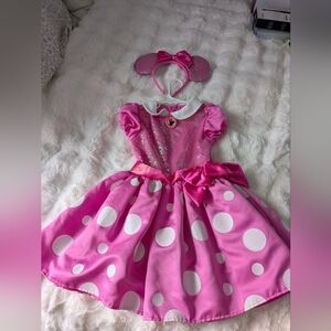 Pink Polka Dot Dress with Headband